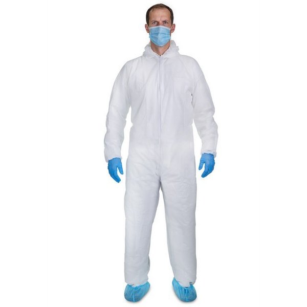 Sirius Protective Products Disposable Protective Polypropylene Coverall, Dust Resistant, Lightweight, Industrial, Size XL, 25PK PP2CV4